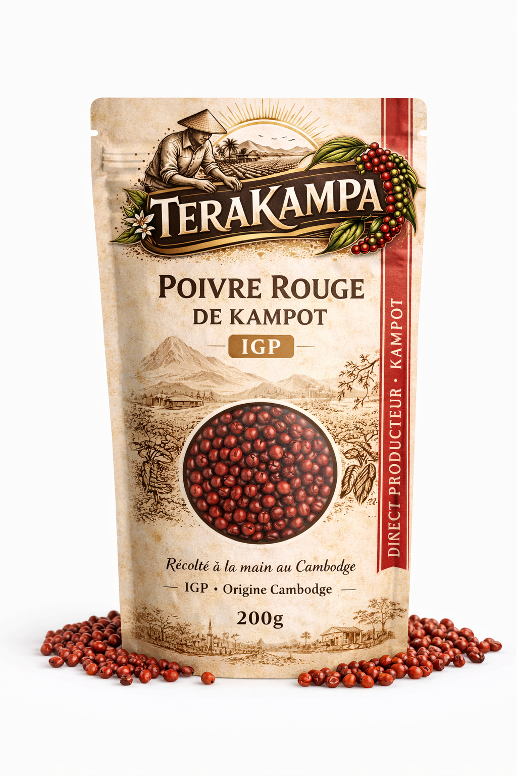 Poivre Rouge de Kampot IGP – Premium – Direct Producteur
